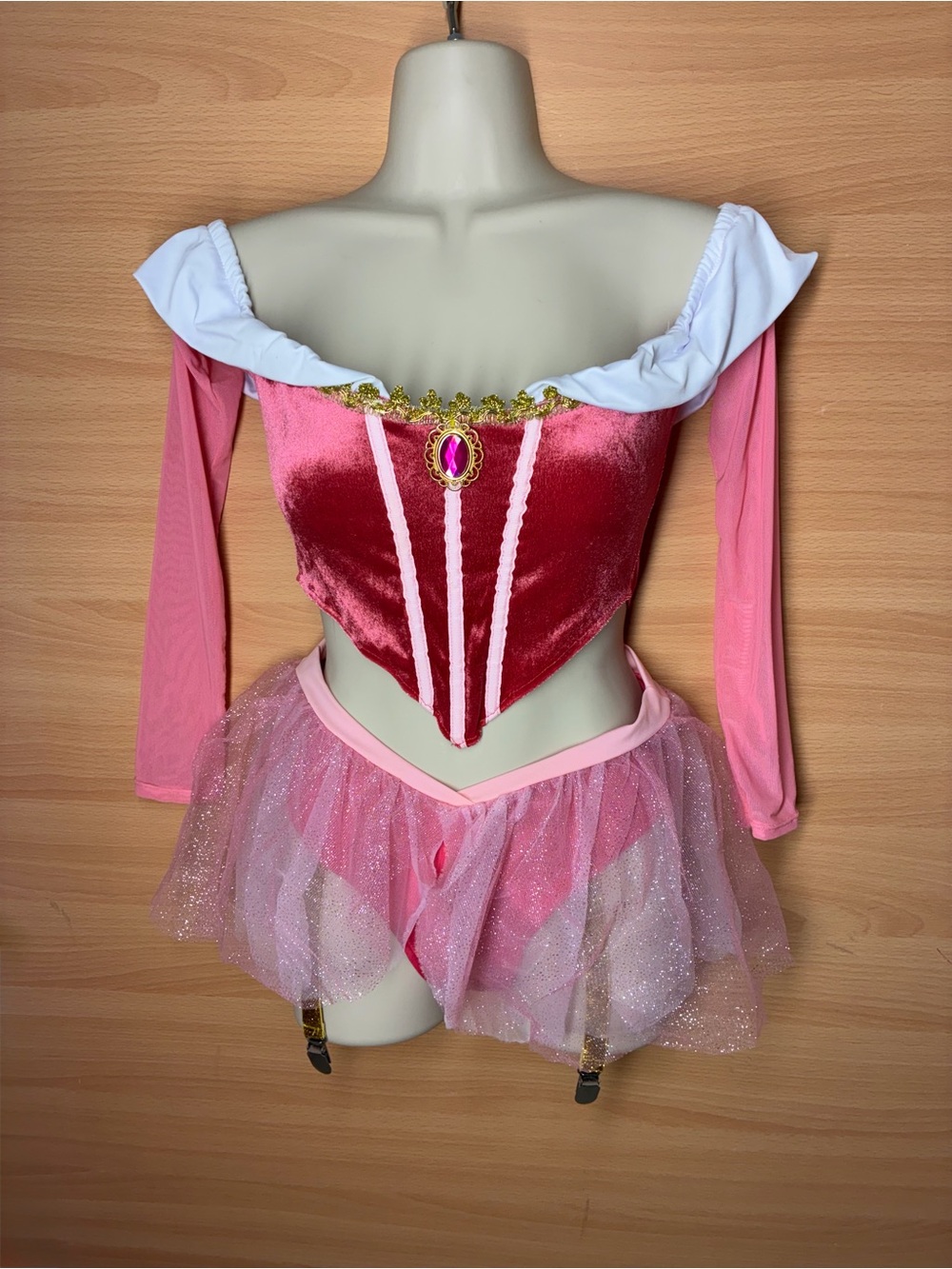 Fashion Nova 3-piece Pink Velvet Princess Costume, size S